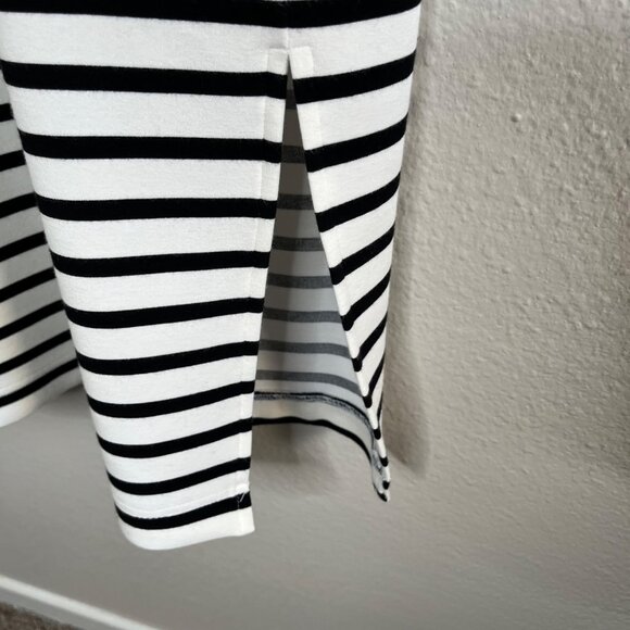 Spanx Airessentials Black White Midi Striped T-Shirt Dress Short Sleeve Medium - Picture 7 of 12